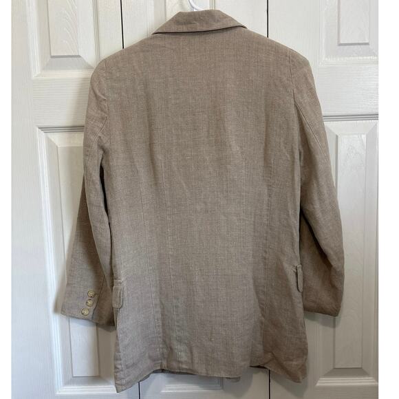 Linen Willimax Neutral Fully Lined Safari Lagenlook Blazer Size Small - Picture 4 of 7